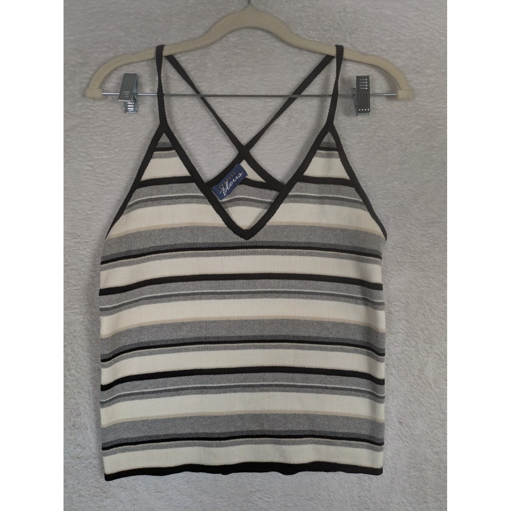 Express Bleus Camisole Women's Medium Multi-Stripe V-Neck Cross-Back Vintage